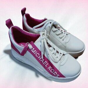 Michael Kors Alex Sneakers  Pointure 5.5 Blanc & Rose Cuir
